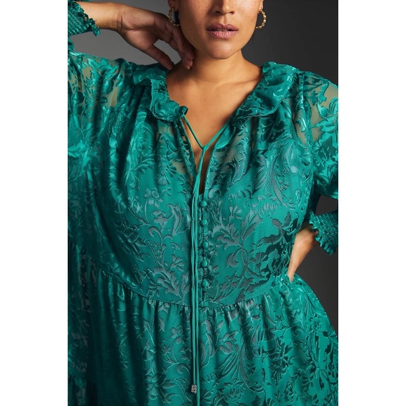 Anthropologie The Marais Maxi Dress: Satin-Burnout Edition NWT SZ 1X - Picture 4 of 15